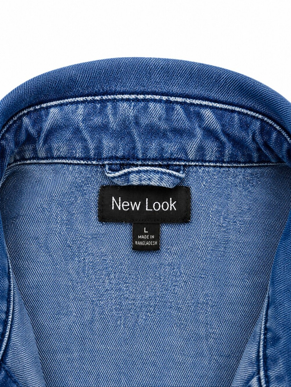 New Look Denim Jacket Womens L Cropped Blue Jean Buttons Casual Lightweight - Picture 7 of 8
